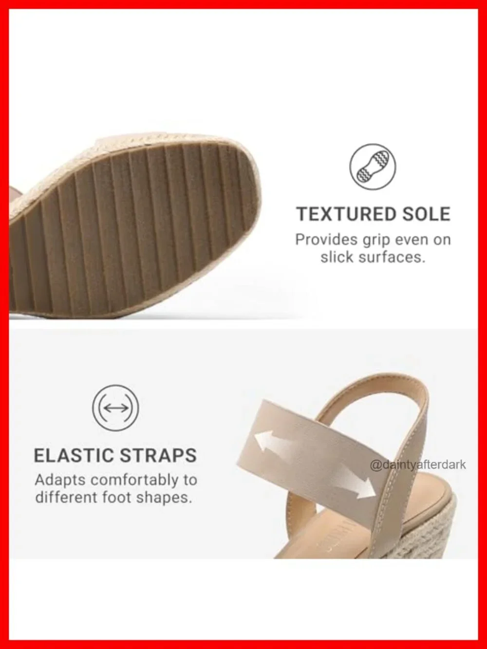 Women's Espadrille Platform Wedge Sandals with Ankle Straps, PU Insole, Slip